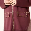 Striped Panel Stud Detail Two-Piece Set Plum wholesale clothing set view 4 - Hicabistan Turkey factory
