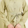 Textured Line Embossed Stone Button Shirt Stone all'ingrosso shirt view 4 - Hicabistan fabbrica Turchia