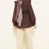 Textured Line Embossed Stone Button Shirt Brown groothandel shirt view 3 - Hicabistan Turkije fabriek