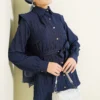 Textured Line Embossed Stone Button Shirt Navy Blue groothandel shirt - Hicabistan Turkije fabriek