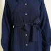 Textured Line Embossed Stone Button Shirt Navy Blue groothandel shirt view 4 - Hicabistan Turkije fabriek