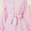 Textured Line Embossed Stone Button Shirt Pink all'ingrosso shirt view 4 - Hicabistan fabbrica Turchia