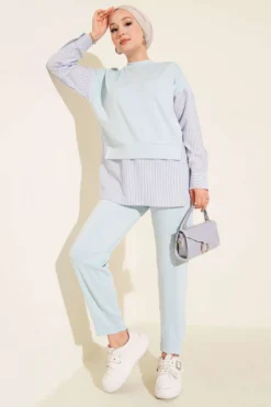 Striped Tunic Set Baby Blue