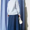 Striped Front Tie Short Shirt Blue groothandel shirt view 3 - Hicabistan Turkije fabriek
