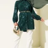 Jacquard Brush Pattern Shirt Emerald Großhandel shirt view 2 - Hicabistan Türkei Fabrik