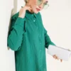 Wrinkled Striped Shirt Green groothandel shirt - Hicabistan Turkije fabriek