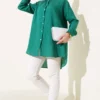 Wrinkled Striped Shirt Green groothandel shirt view 2 - Hicabistan Turkije fabriek