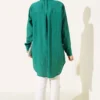 Wrinkled Striped Shirt Green groothandel shirt view 3 - Hicabistan Turkije fabriek