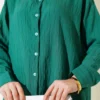 Wrinkled Striped Shirt Green groothandel shirt view 4 - Hicabistan Turkije fabriek