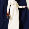 Twisted Knit Dress Ecru all'ingrosso dress - Hicabistan fabbrica Turchia