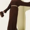 Textured Knit Dress Brown Großhandel dress - Hicabistan Türkei Fabrik
