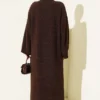 Textured Knit Dress Brown wholesale dress view 3 - Hicabistan Turkey factory