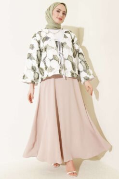 Vue alternative de Embossed Embroidered Tied Kimono Khaki