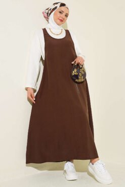 Thick Strap Tencel Dress Brown