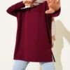 Heart Detail Basic Tunic Burgundy
