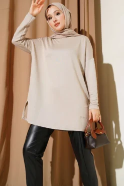 Heart Detail Basic Tunic Stone