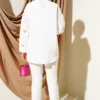 Heart Embroidered Linen Shirt Ecru all'ingrosso shirt view 3 - Hicabistan fabbrica Turchia