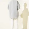 Heart Embroidered Linen Shirt Grey all'ingrosso shirt view 3 - Hicabistan fabbrica Turchia