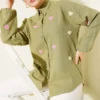 Heart Embroidered Linen Shirt Khaki all'ingrosso shirt - Hicabistan fabbrica Turchia