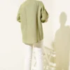 Heart Embroidered Linen Shirt Khaki groothandel shirt view 3 - Hicabistan Turkije fabriek