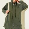 Hoodie with Pocket Zippered Two-Piece Set Khaki en gros clothing set view 2 - Hicabistan usine Turquie