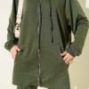 Hoodie with Pocket Zippered Two-Piece Set Khaki en gros clothing set view 4 - Hicabistan usine Turquie