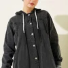 Hooded Long Buttoned Denim Dress wholesale dress view 2 - Hicabistan Turkey factory