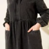 Hooded Half-Zip Denim Dress wholesale dress view 4 - Hicabistan Turkey factory
