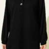 Hooded Half Button Loisha Two-Piece Set Black en gros clothing set view 4 - Hicabistan usine Turquie