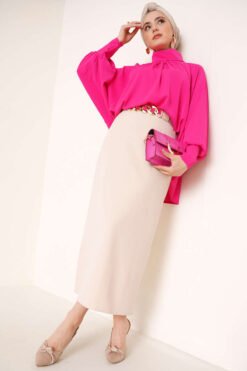 Alternative view of Closed Split Pencil Skirt Beige