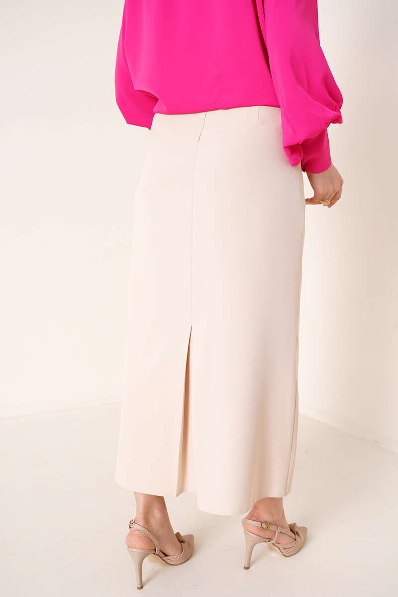 Closed Split Pencil Skirt Beige – Image 3