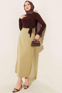 Closed Split Pencil Skirt en gros skirt view 2 - Hicabistan usine Turquie