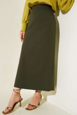 Closed Split Pencil Skirt Khaki