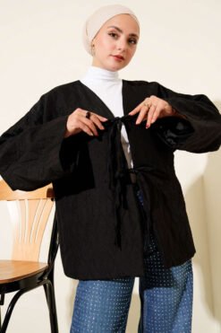 Alternatieve weergave van Quilted Wrap Kimono Black
