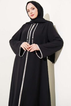 Alternative Ansicht von Hooded Zip-Up Abaya Black