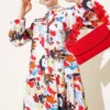 Mixed Pattern Half Buttoned Viscose Dress Grey wholesale dress view 2 - Hicabistan Turkey factory