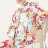 Mixed Pattern Half Buttoned Viscose Dress Mint wholesale dress view 2 - Hicabistan Turkey factory