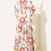 Mixed Pattern Half Buttoned Viscose Dress Mint wholesale dress view 3 - Hicabistan Turkey factory