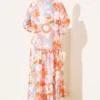 Mixed Pattern Half Buttoned Viscose Dress Salmon wholesale dress view 3 - Hicabistan Turkey factory