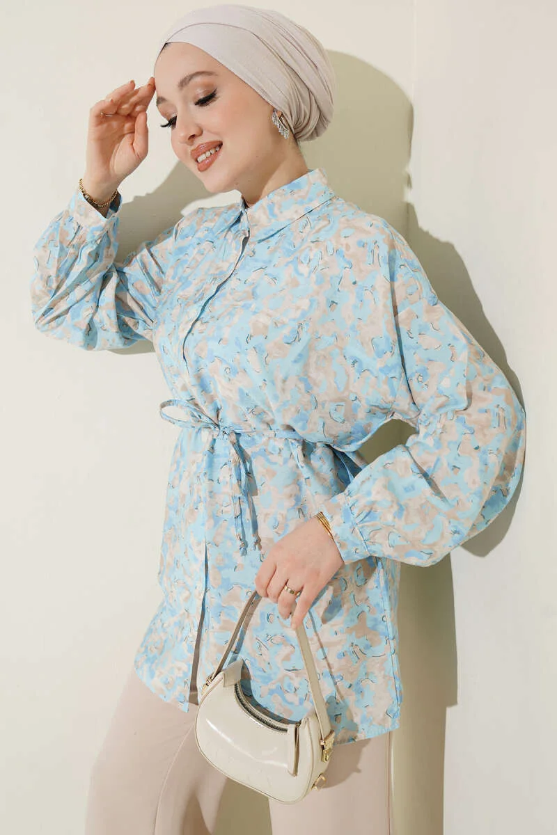 Mixed Pattern Tie Waist Shirt Assortment 15 wholesale shirt view 12 - Hicabistan Turkey factory