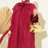 Removable Wide Collar Long Shirt Burgundy en gros shirt - Hicabistan usine Turquie