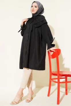 Alternative view of Removable Wide Collar Long Shirt Black