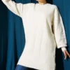 Square Pattern Soft Knit Tunic Ecru