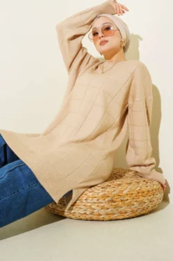 Square Pattern Soft Knit Tunic