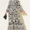 Complex Pattern V-Neck Dress Black