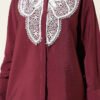 Butterfly Lace Detail Shirt Burgundy wholesale shirt view 4 - Hicabistan Turkey factory