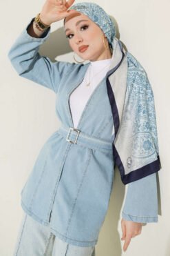 Belted Denim Kimono Blue
