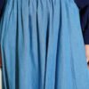 Belted Elastic Waist Flared Skirt Blue wholesale skirt view 4 - Hicabistan Turkey factory