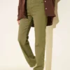 Belted Tapered Jeans Khaki