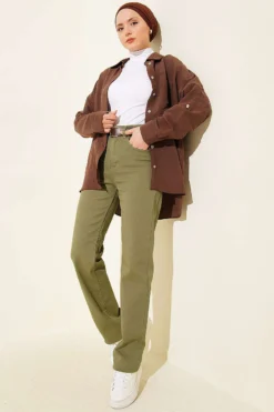 Alternative view of Belted Tapered Jeans Khaki